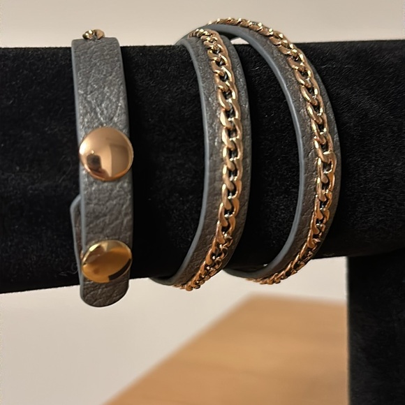 Premier Design rose gold and gray leather wrap bracelet - Picture 2 of 2